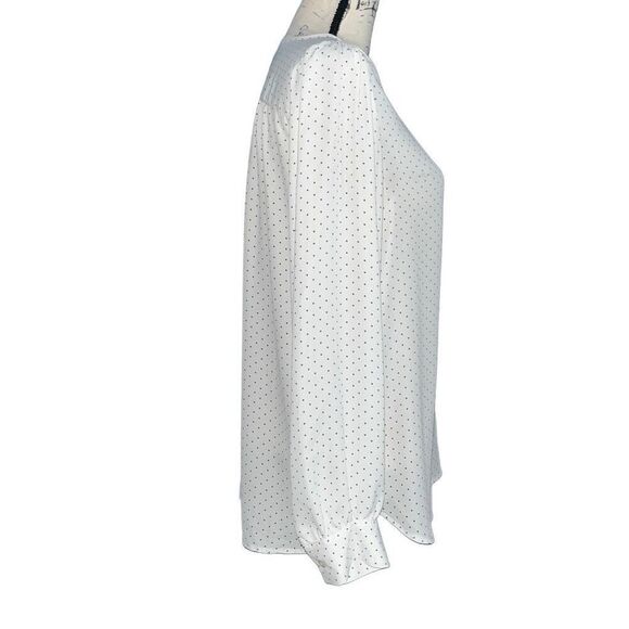 LOFT white & black polka dot long sleeve blouse small - Picture 3 of 7